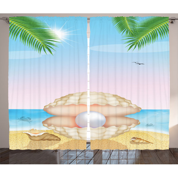 East Urban Home Rustikaler Vorhang Shell Auf Sandy Beach Pearls